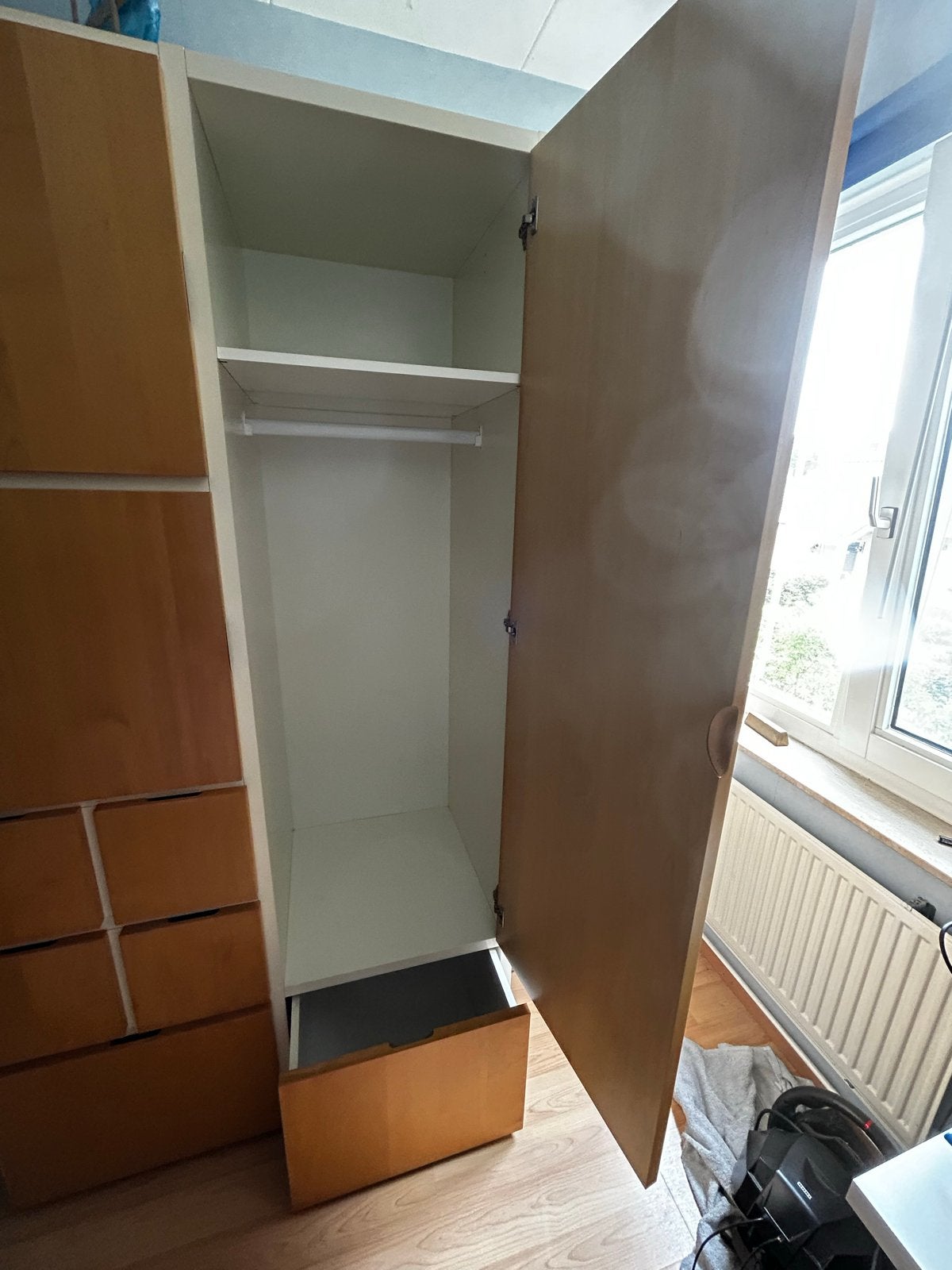 Degelijke houten kledingkast - 110x200x55 cm, Huis en Inrichting, Kasten | Kledingkasten, Ophalen, Gebruikt, 100 tot 150 cm, 200 cm of meer