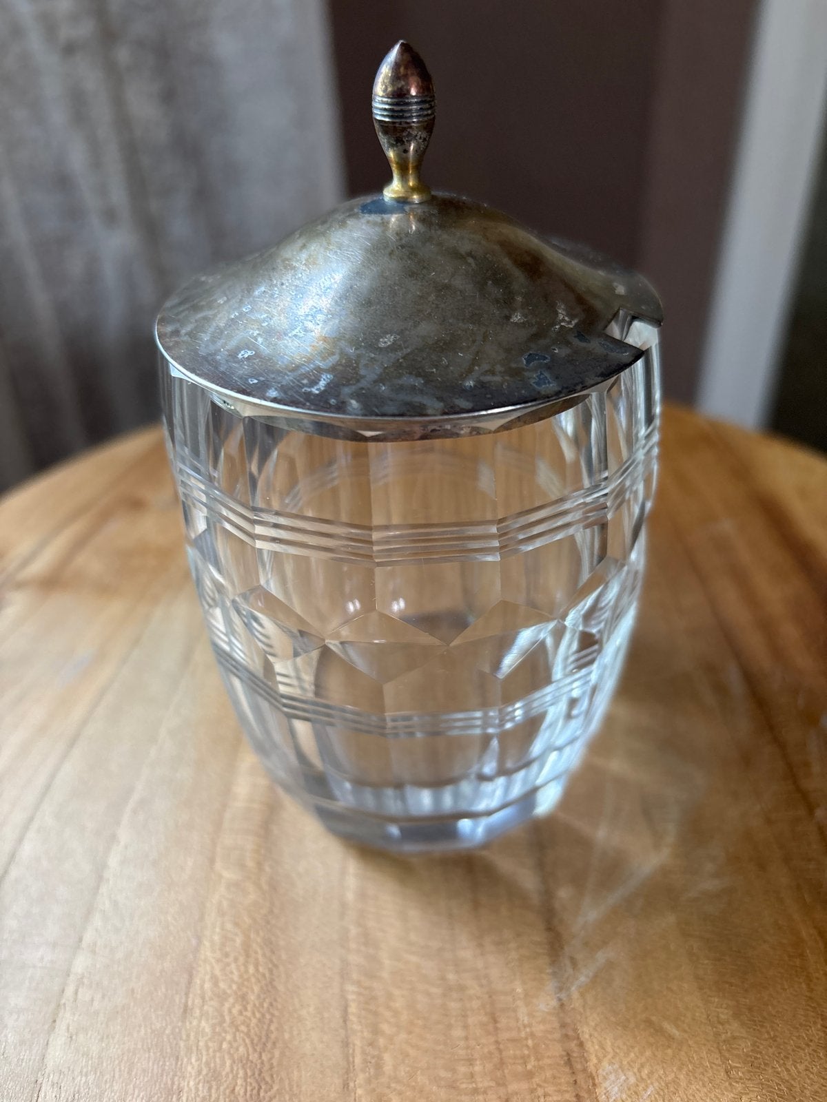 Vintage Kristallen Potje met Zilveren Deksel, Antiek en Kunst, Ophalen of Verzenden
