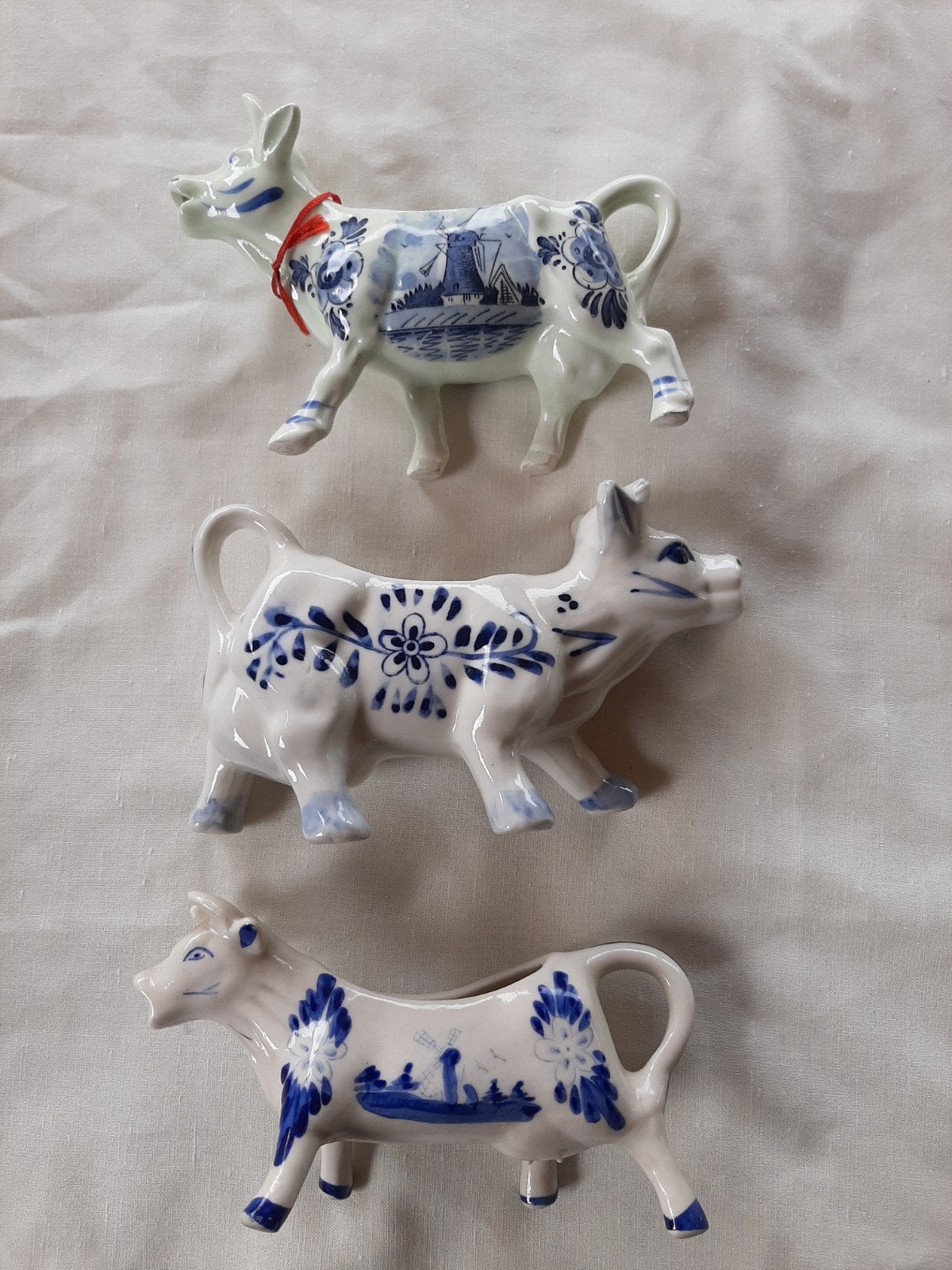3 delfs blauwe koeien melkkannetjes, Ophalen of Verzenden