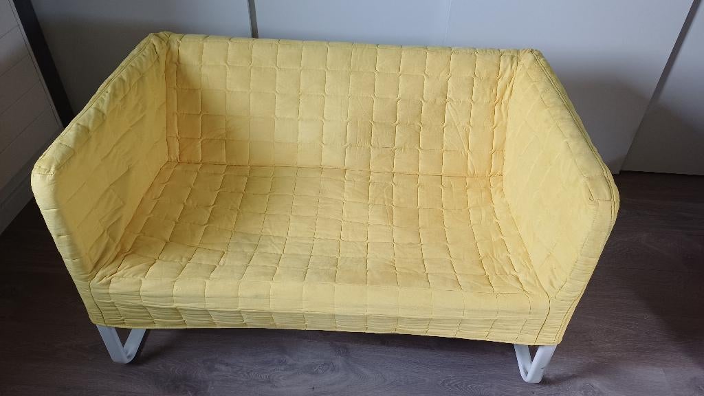 bankje, tweezits, geel, Ophalen, Gebruikt, Tweepersoons, 75 tot 100 cm