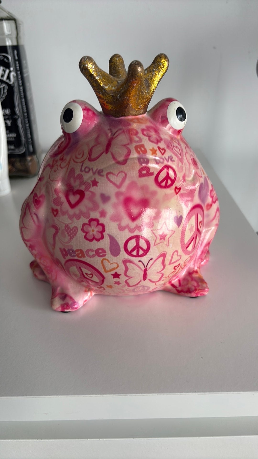 Spaarpot meisje / roze kikker, Ophalen, Gebruikt, Steen, Aardewerk of Keramiek, Dier