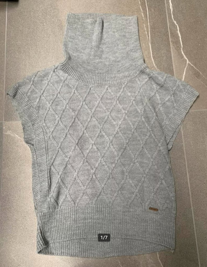 JIMMY SANDERS | ruime grijze coltrui/spencer | small, Maat 38/40 (M), Ophalen of Verzenden, Zo goed als nieuw, Grijs