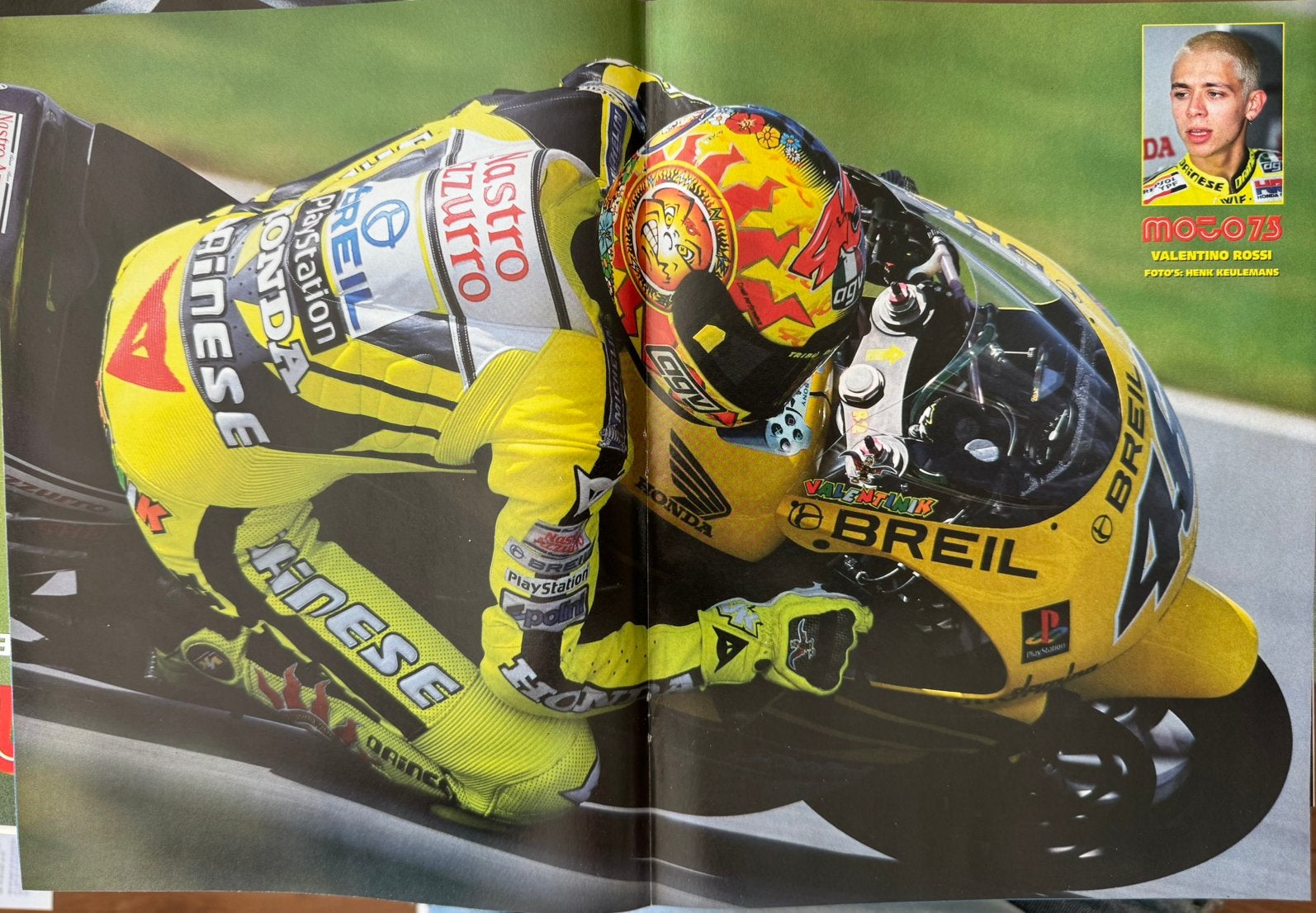 Poster uit 2000 Valentino Rossi op Honda, Verzenden, Zo goed als nieuw, Motoren