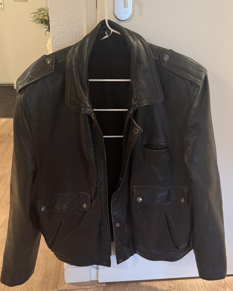 **oversized** Vintage (echt) Leren Jack (M/L), Kleding | Dames, Jassen | Winter, Verzenden, Gedragen, Maat 38/40 (M), Bruin