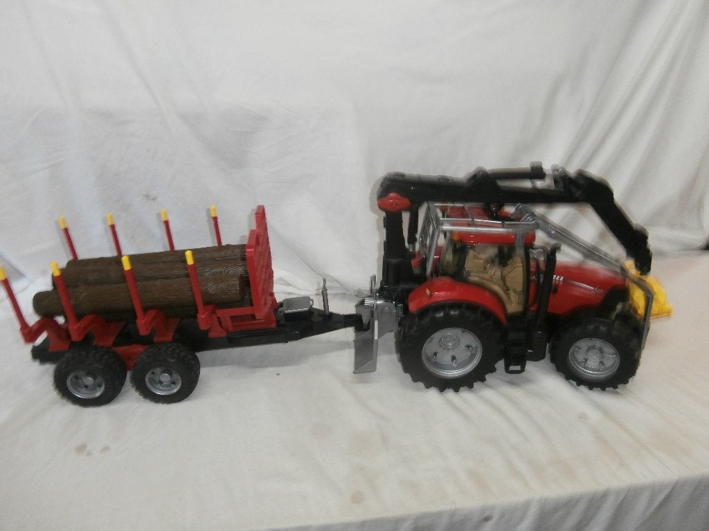 Bruder Case 230 VCX Trekker met Kraan en Boomstamwagen, Ophalen, Zo goed als nieuw