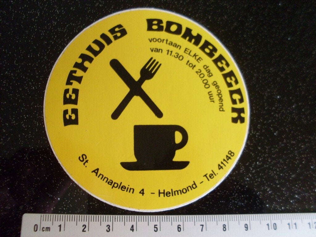 sticker eethuis bombeeck helmond logo, Verzenden, Zo goed als nieuw, Bedrijf of Vereniging