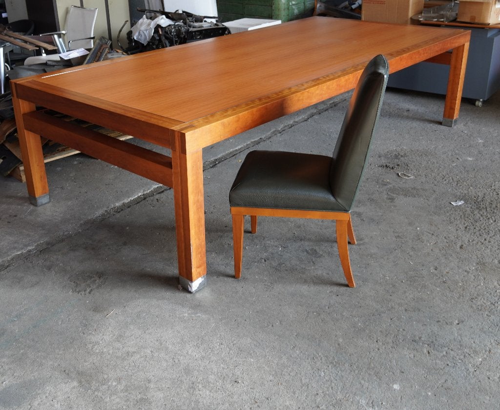 Grote houten eetkamer tafel, Ophalen, Gebruikt, 100 tot 150 cm, 200 cm of meer
