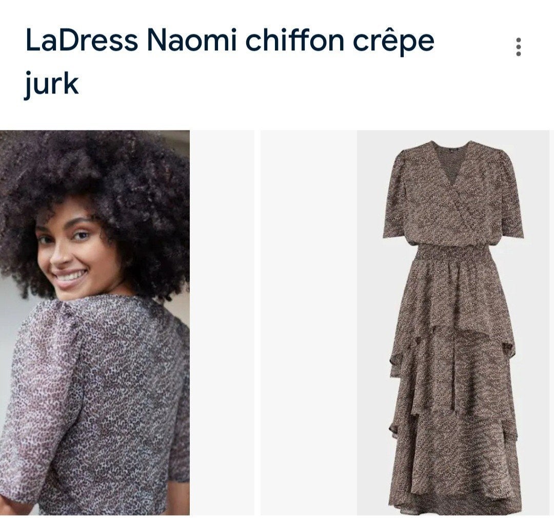 Zwierige luchtige jurk ladress la dress mt  xl, Bruin, Verzenden, Maat 46/48 (XL) of groter, Zo goed als nieuw