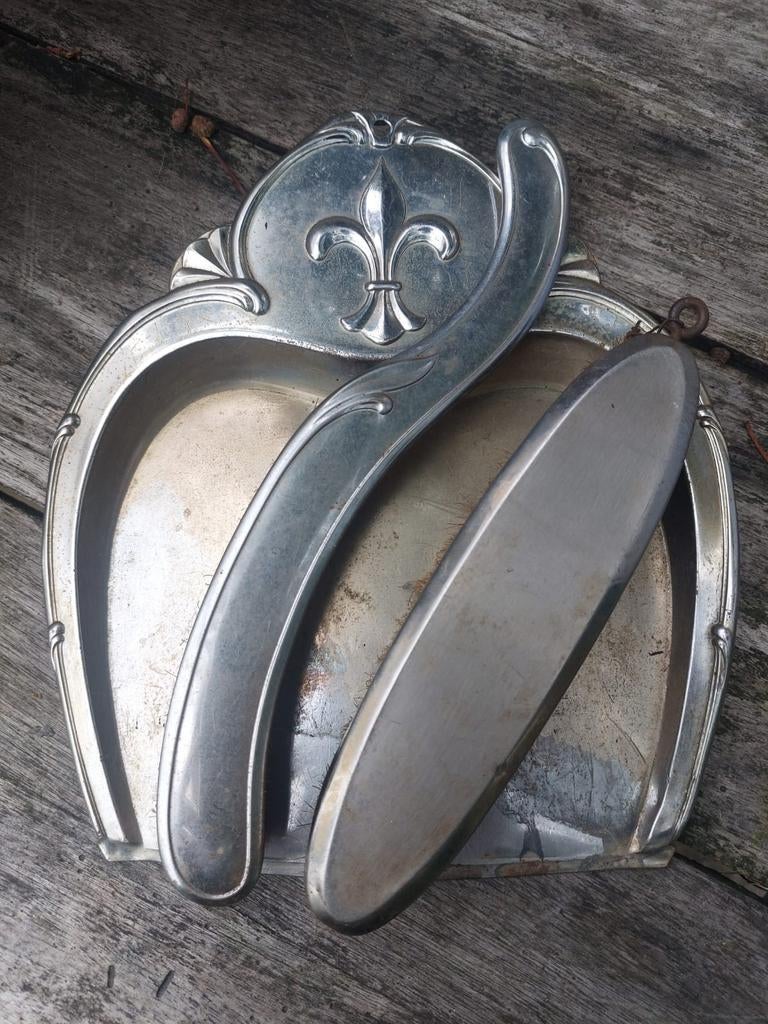 Antieke stoffer en blik voor openhaard - Fleur de Lis, Ophalen of Verzenden