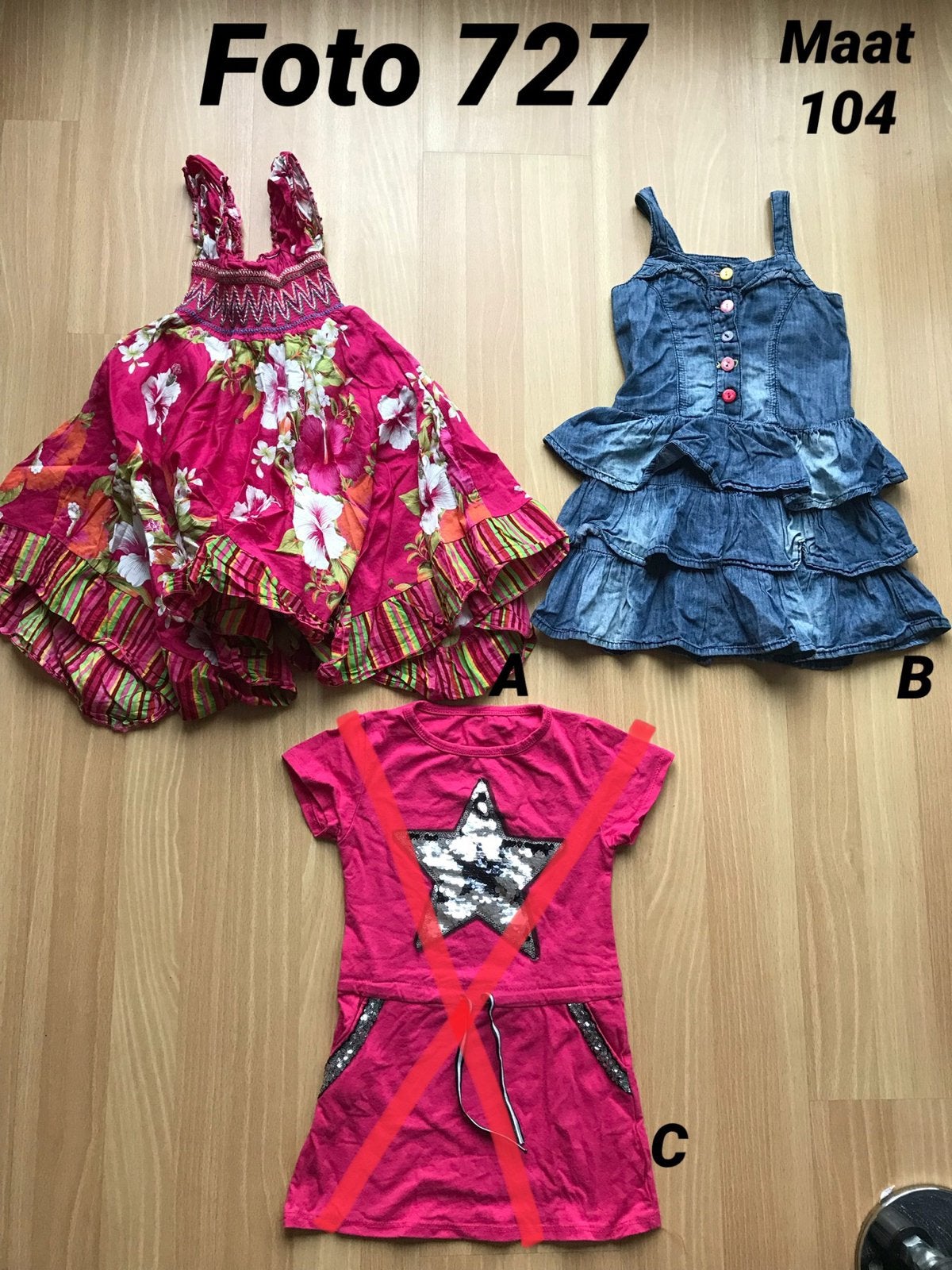Jurk meisje zomer maat 104 roze blauw *foto 727*, Ophalen of Verzenden, Zo goed als nieuw, Meisje, Jurk of Rok