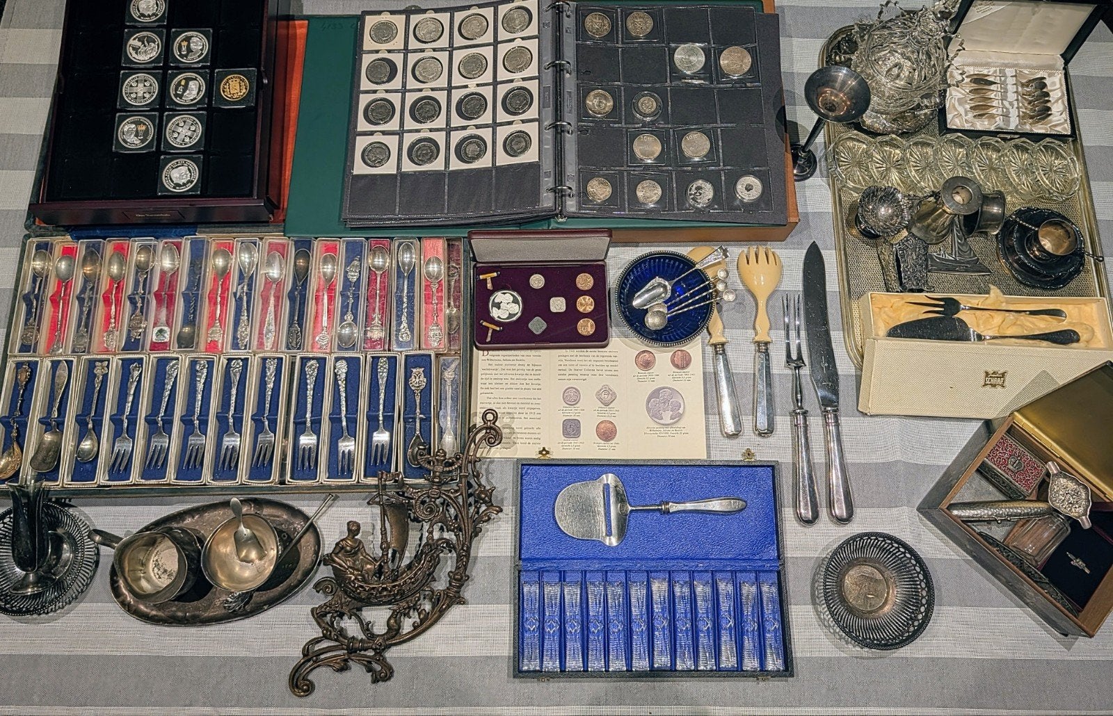 Verzameling zilveren munten en tafel zilver uit erfenis, Ophalen of Verzenden, Zilver