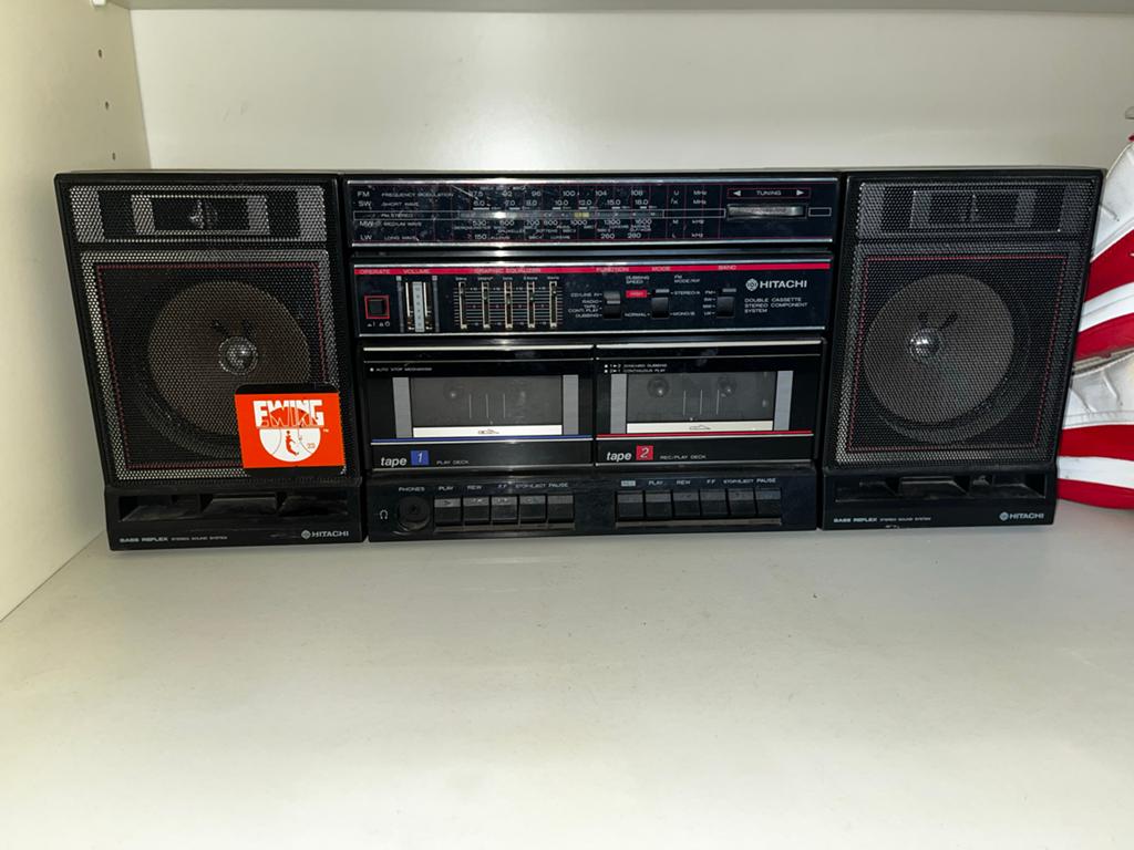 Hitachi TRK-540E Vintage Boombox Dubbel Cassettedeck Radio, Ophalen, Zo goed als nieuw, Overige typen