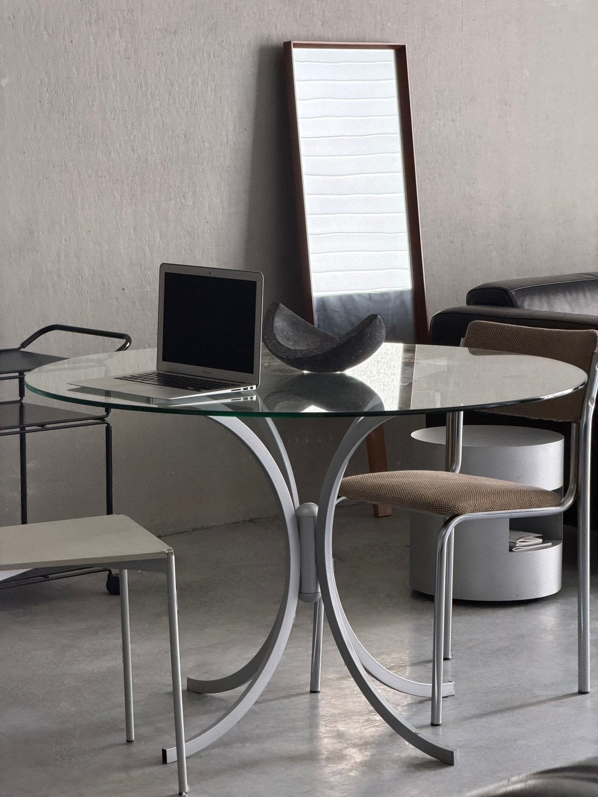 Vintage ronde chroom eettafel, Huis en Inrichting, Tafels | Eettafels, Ophalen, 100 tot 150 cm, Rond, Zo goed als nieuw