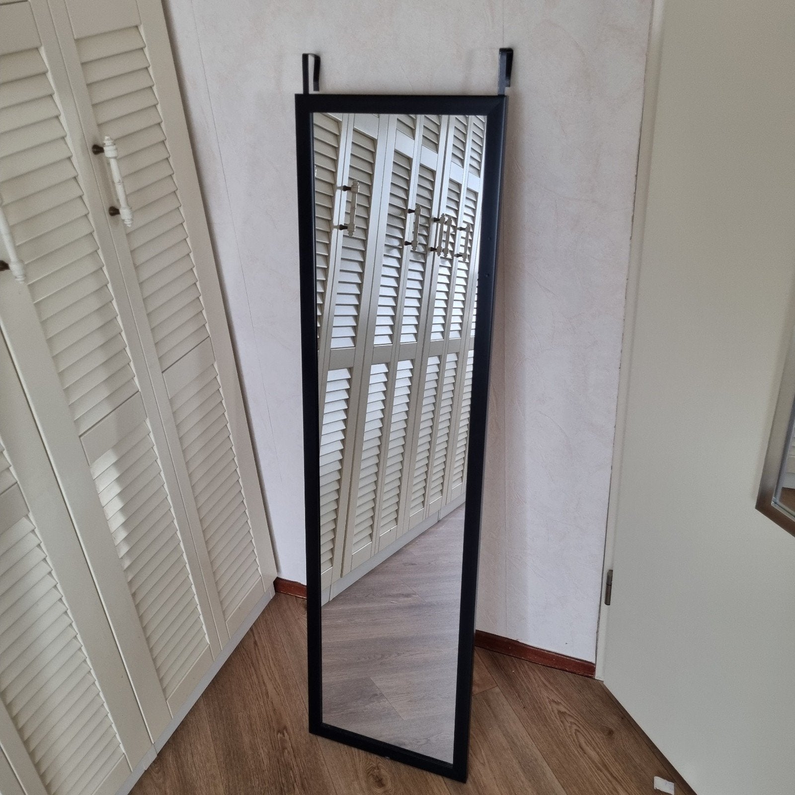 Zwarte passpiegel voor over de deur, Ophalen, Minder dan 50 cm, 100 tot 150 cm, Zo goed als nieuw
