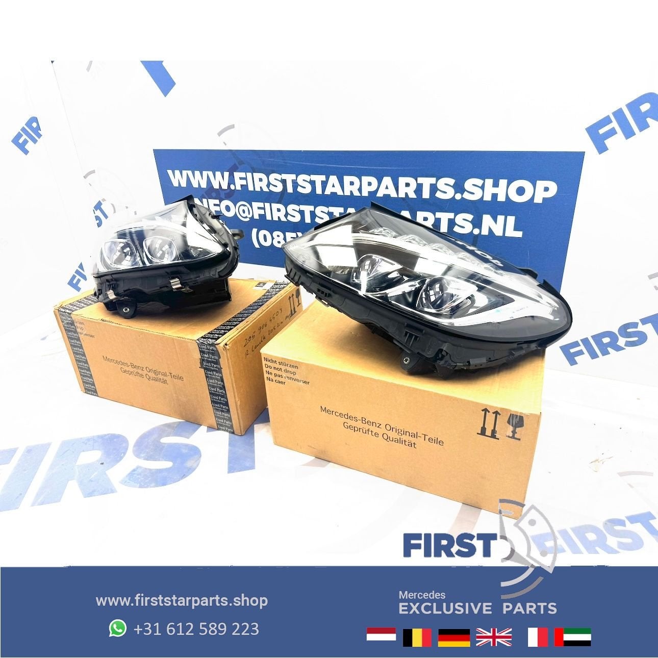 W205 ILS FULL LED Koplampen Mercedes C Klasse 2018 L/R Xenon, Gebruikt, -, Ophalen of Verzenden, -