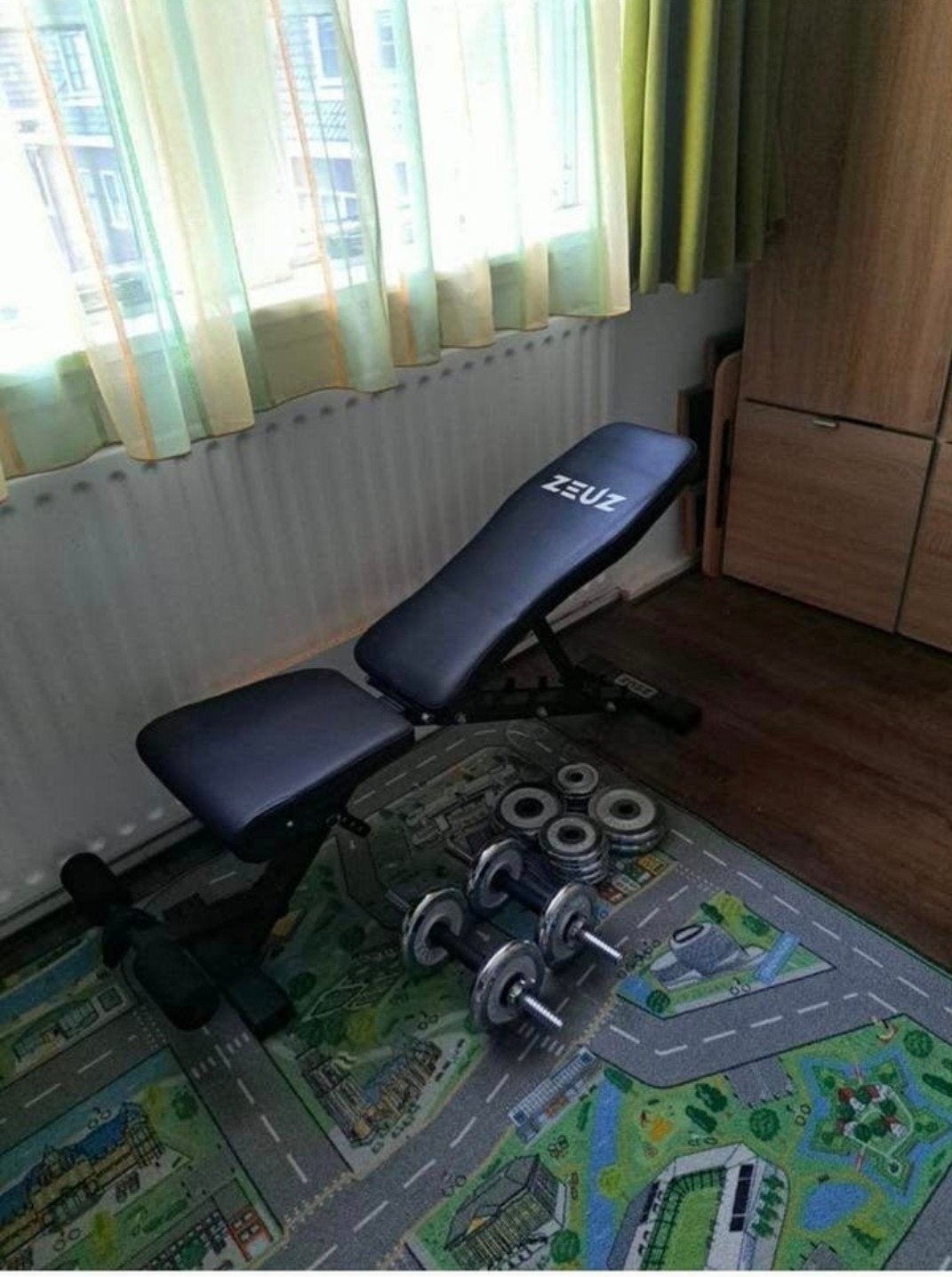 Zeuz Workout Bench met Dumbbells, Ophalen, Nieuw, Rug, Fitnessbank
