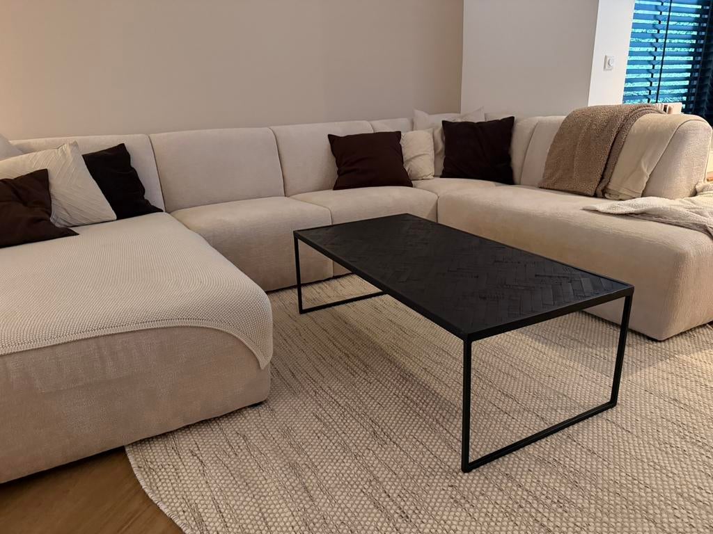 Salontafel zwart visgraat, Gebruikt, 50 tot 100 cm, 100 tot 150 cm, Ophalen of Verzenden