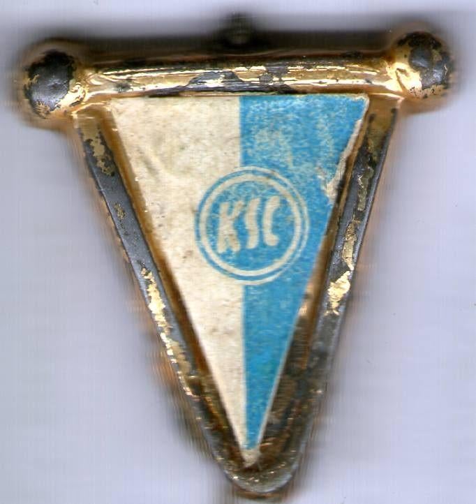 KSC (Karlsruher SC) vaantje plastic speldje ( Y_161 ), Verzenden, Zo goed als nieuw, Sport, Speldje of Pin