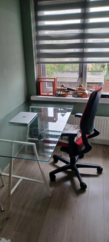 Glazen bureaublad 160x80cm, 8mm dik (excl. schragen), Huis en Inrichting, Ophalen, 180 cm, Zo goed als nieuw, 60 cm