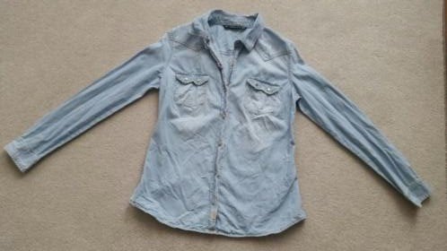 Zara blouse blauw maat 36 s jeans spijkerblouse bloesje, Zara, Zo goed als nieuw, Maat 36 (S), Verzenden