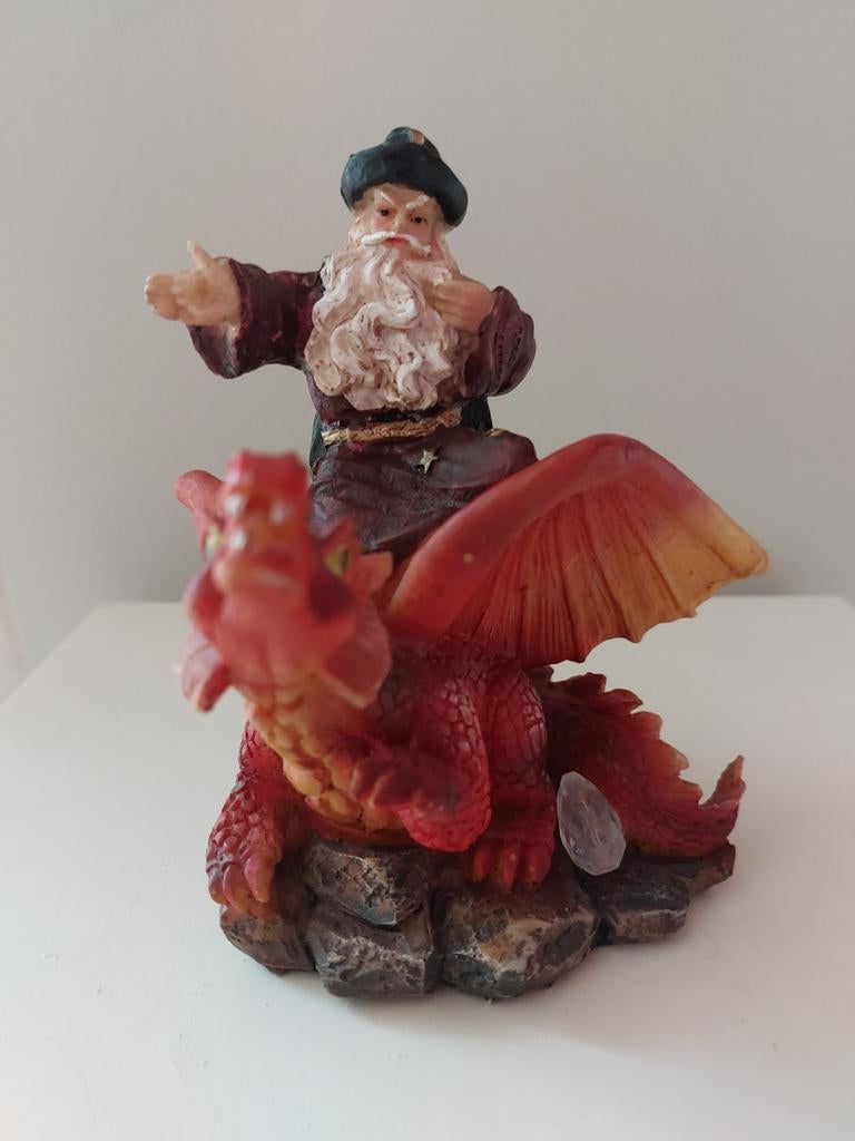 "Merlijn de "Tovenaar met Draak & Kristal - Zeldzaam Beeld, Verzamelen, Ophalen of Verzenden, Gebruikt, Fantasy