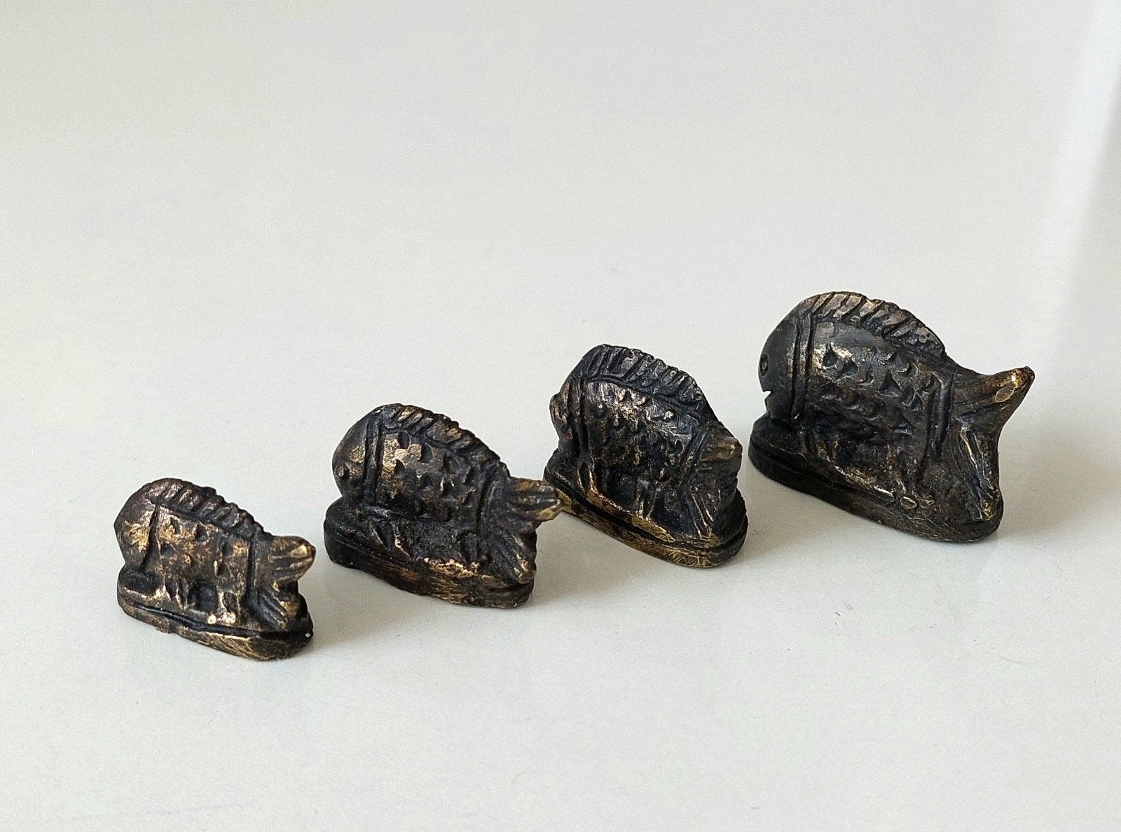 Oude Oosterse Bronzen Opiumgewichten Vissen Brons Gewichten, Ophalen of Verzenden, Brons