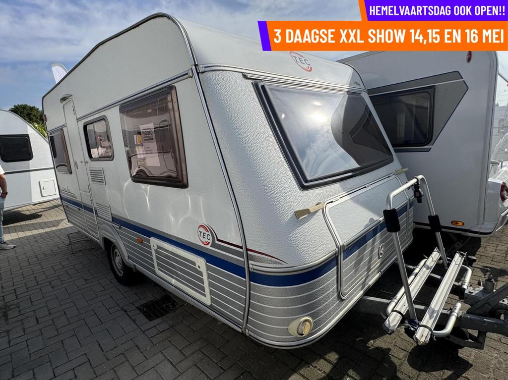 Tec Travel King 450 MOVER + VOORTENT + VASTBED, Caravans en Kamperen, Caravans, T.E.C., Bedrijf, 750 - 1000 kg, 6 tot 7 meter
