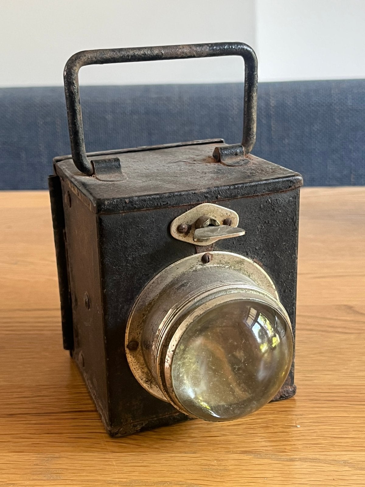 Antieke bullseye handlantaarn signaallamp spoorwegen ca 1900, Verzenden, Gebruikt, Trein, Overige typen