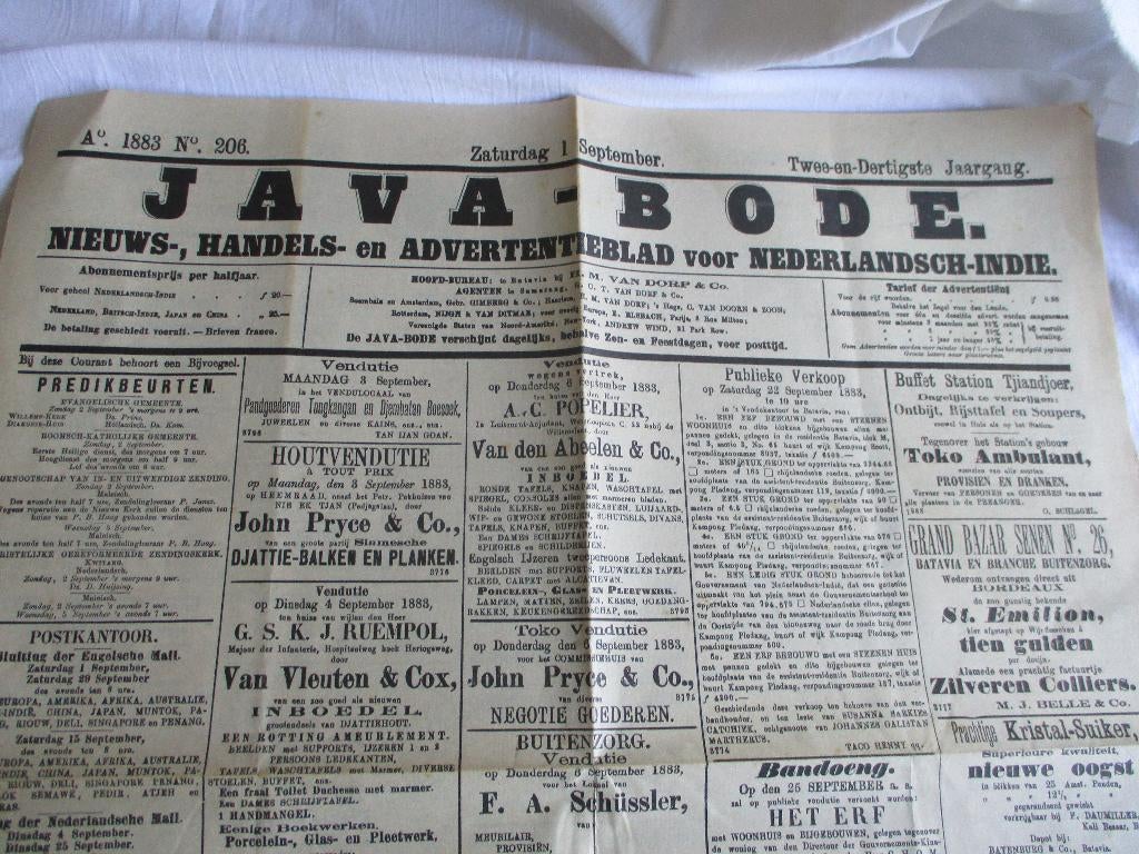 krant java bode 1883, Ophalen of Verzenden, Voor 1920, Buitenland, Krant