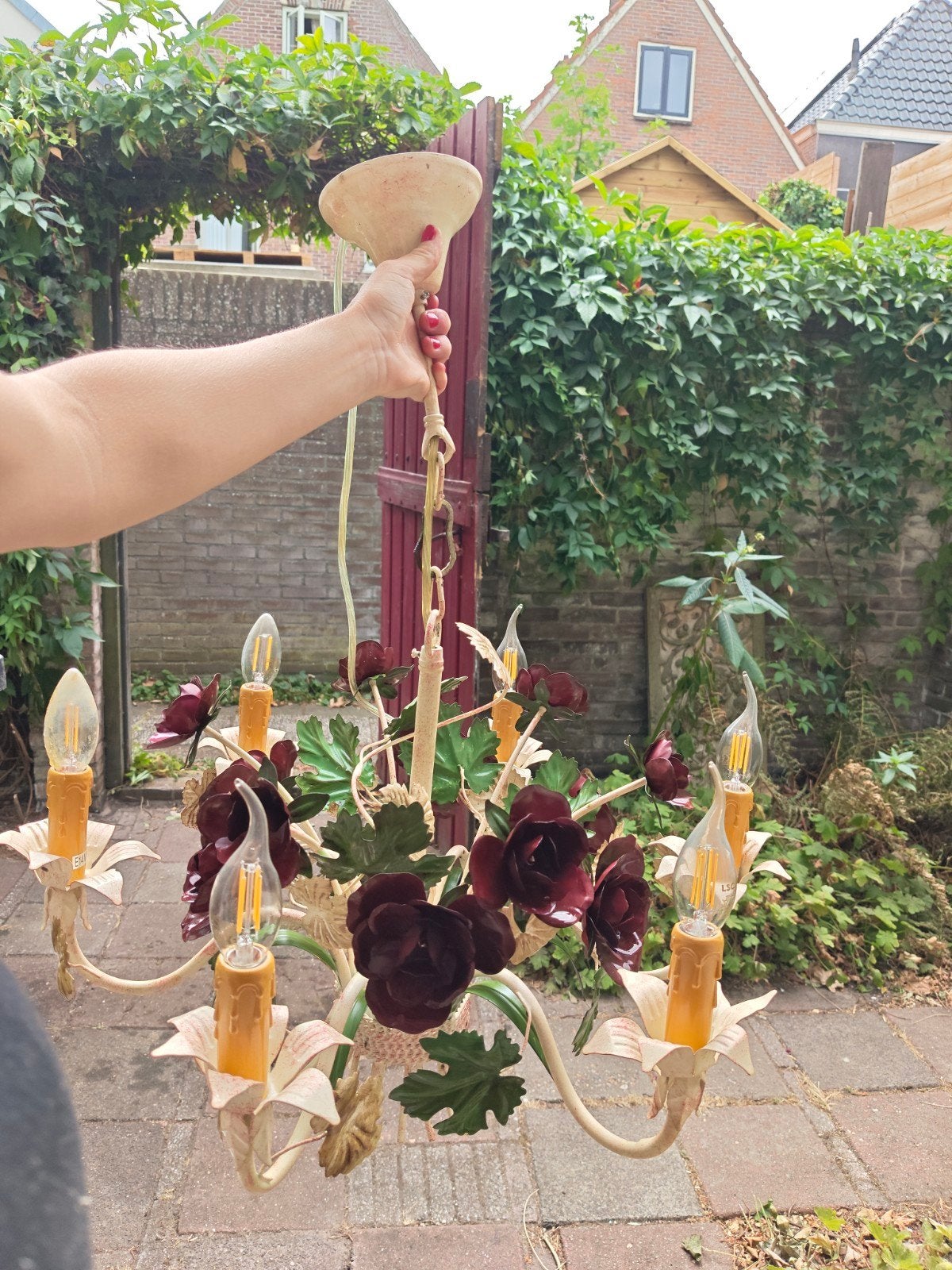 Clayre & Eef Romantische Kroonluchter met Rozen, Ophalen of Verzenden