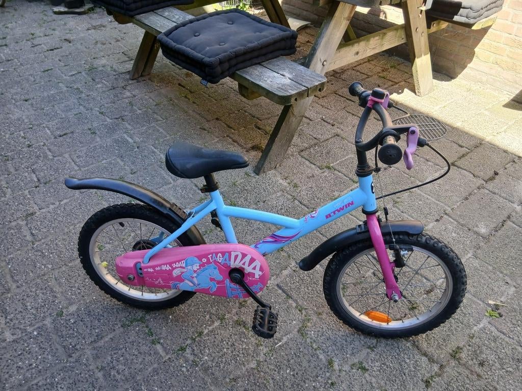 Kinderfiets roze/lichtblauw, Ophalen, Gebruikt, Minder dan 16 inch, BTWIN