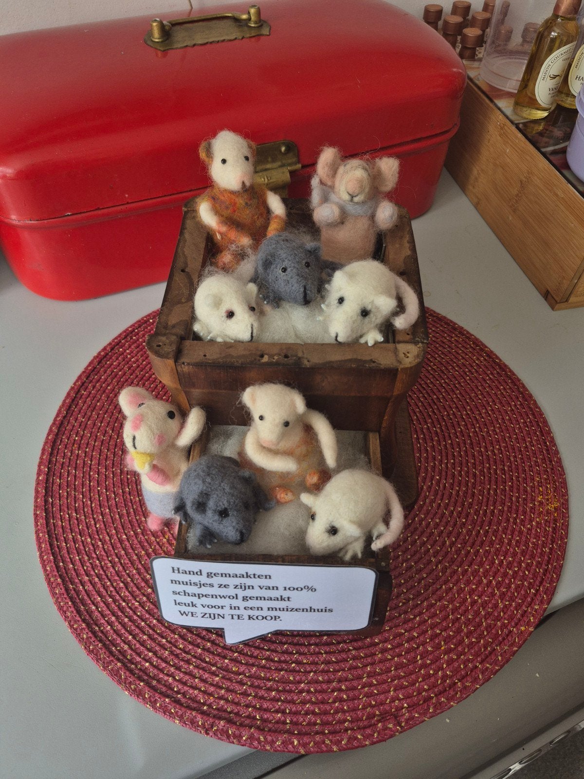 Handgemaakte muisjes van 100% schapenwol, Antiek en Kunst, Ophalen of Verzenden, Overige vormen, Minder dan 50 cm, Minder dan 100 cm