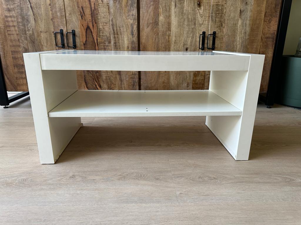 Wit TV-meubel / salontafel, Ophalen, Gebruikt, 50 tot 100 cm, 50 tot 100 cm