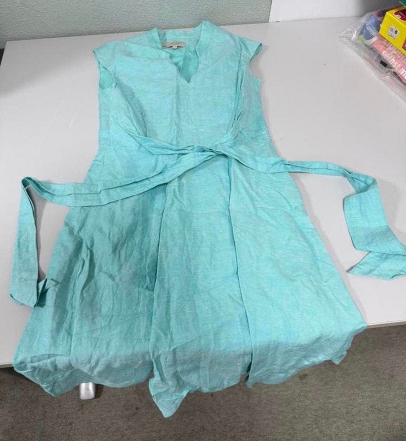 Hobbs London jurk turquoise mouwloos + touw ceintuur 36-S, Kleding | Dames, Blauw, Ophalen of Verzenden, Zo goed als nieuw, H