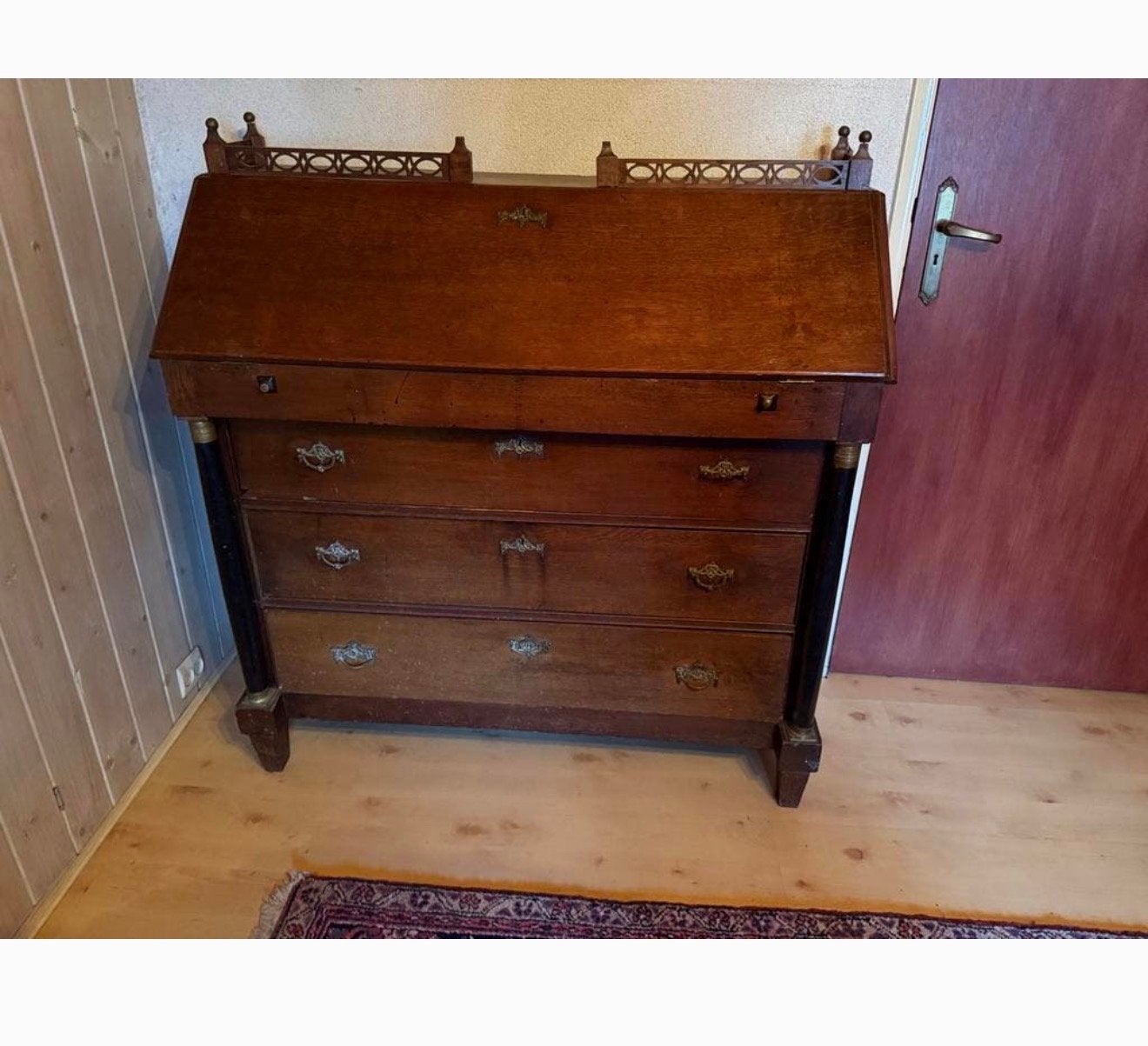 Antieke Secretaire / Klepbureau - Eind 19e Eeuw, Antiek en Kunst, Ophalen