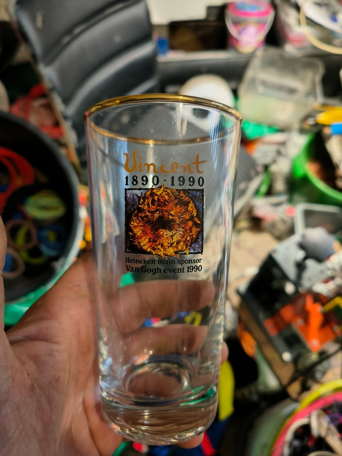 Bierglas Vincent 1890-1990 - Heineken Van Gogh event, Ophalen of Verzenden, Gebruikt, Glas of Glazen, Heineken