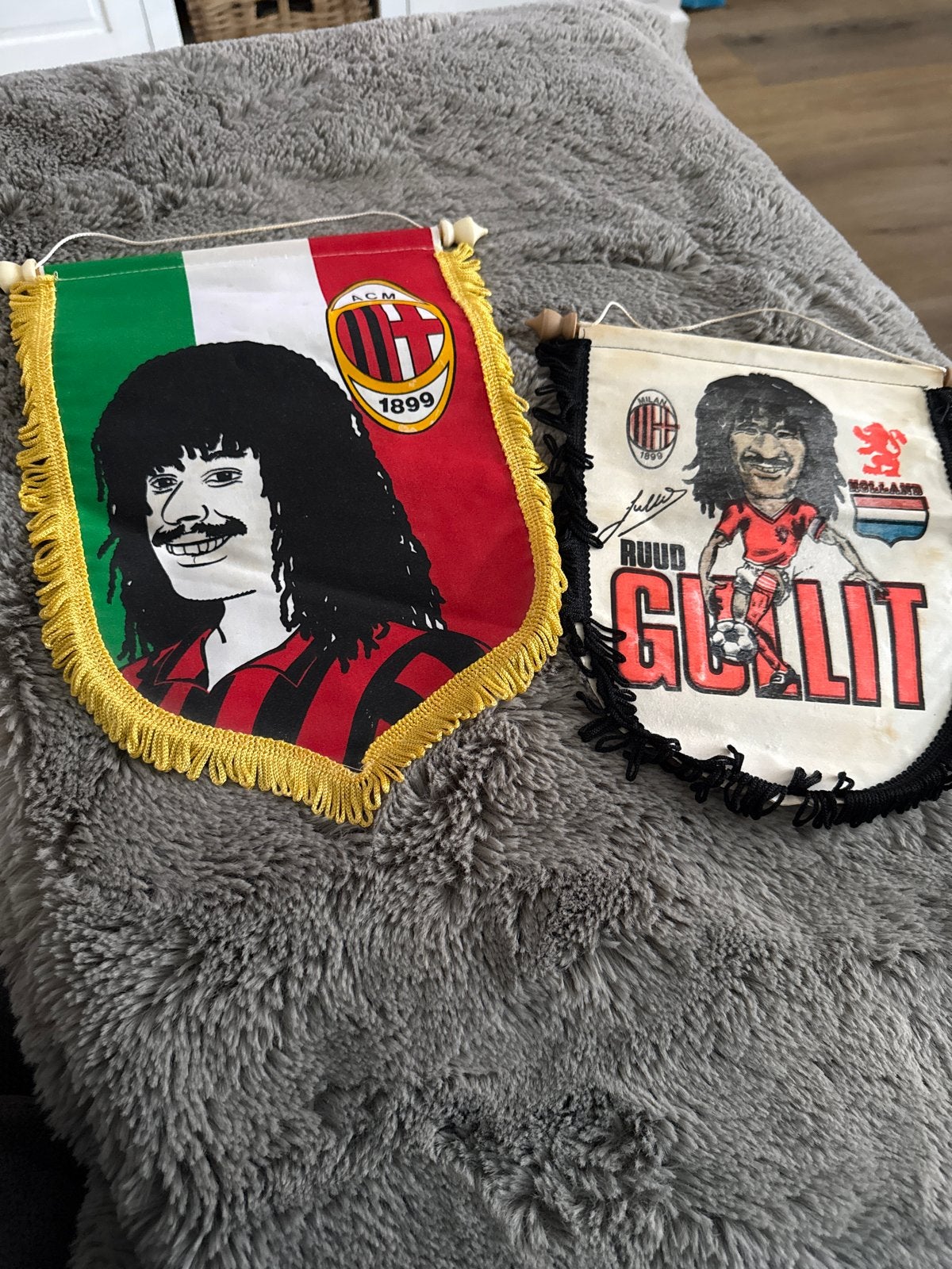 Vintage Ruud Gullit vaantjes - AC Milan & Nederlands Elftal, Ophalen of Verzenden, Gebruikt, Buitenlandse clubs, Vaantje of Sjaal