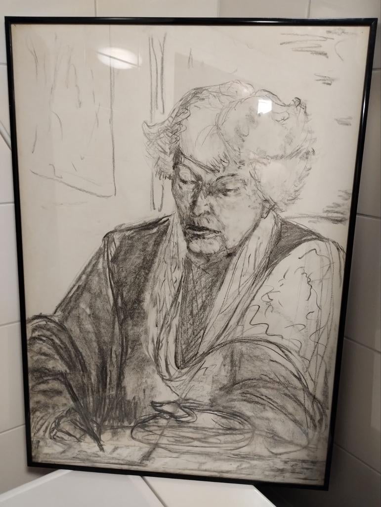 Nico Baak (1892-1961) houtskool portret tekening, Antiek en Kunst, Kunst | Tekeningen en Foto's, Ophalen