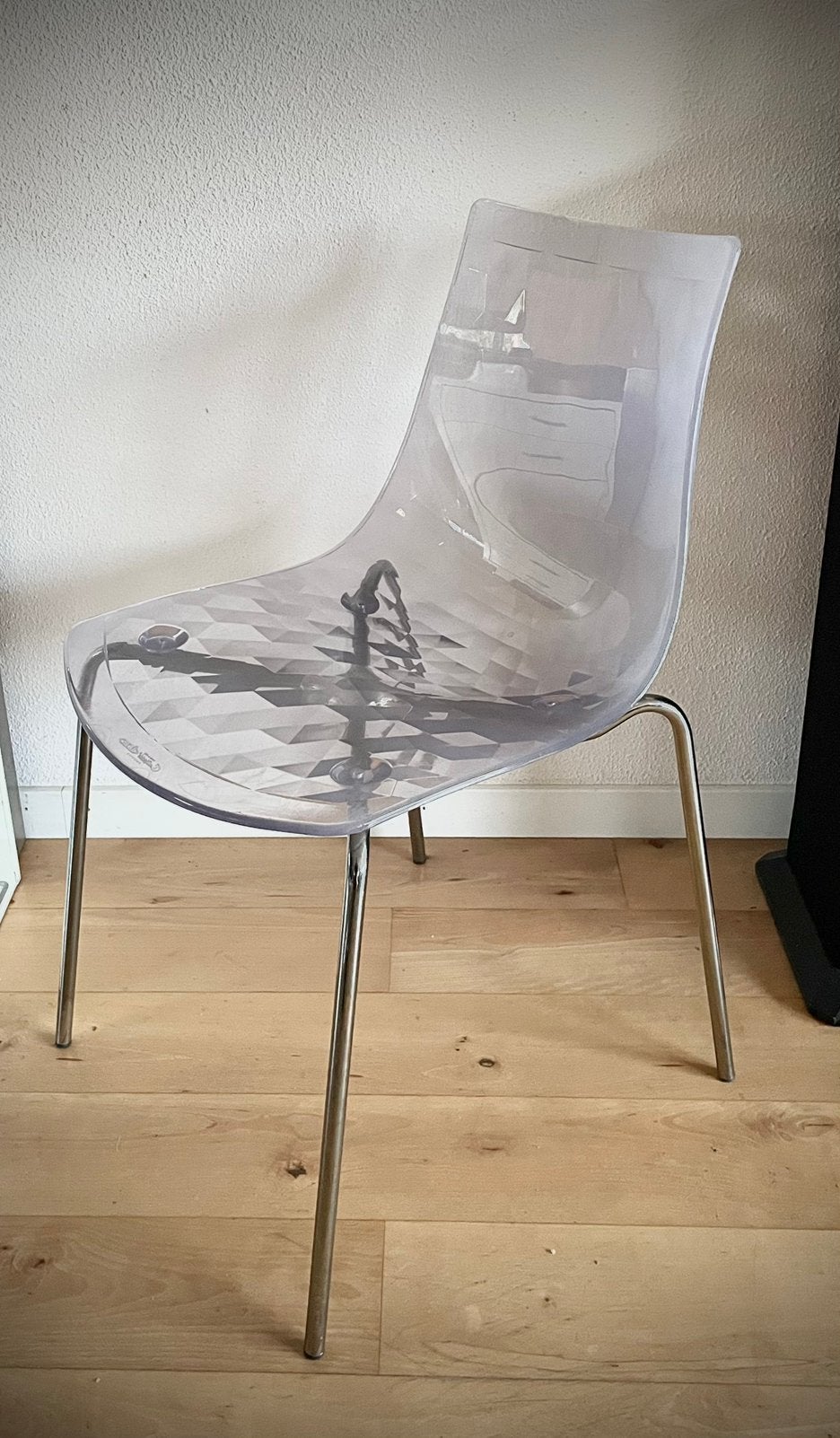 Calligaris Ice design eetkamer stoel transparant / “ ijs “, Ophalen of Verzenden, Overige kleuren, Metaal, Design