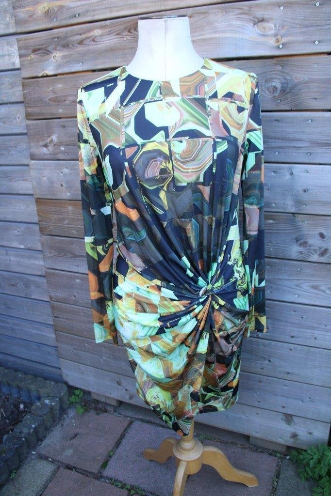 Jurk zwart/ groen/ geel Ted Baker mt 3 (EU38) Vaste prijs, Maat 38/40 (M), Zwart, Ophalen of Verzenden, Zo goed als nieuw