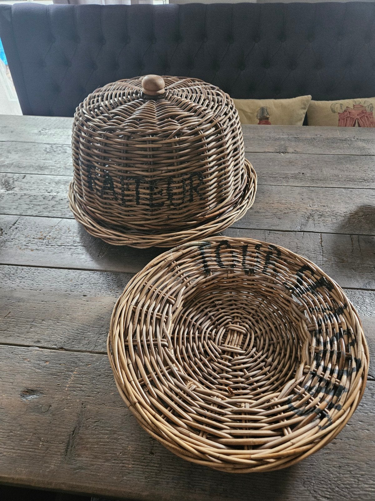 Riviera Maison rattan cloche en rattan bord set, Ophalen of Verzenden