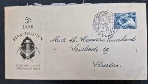 Nederland 1952 - FDC E8 - 50 jaar staatsmijnen in Limburg, Ophalen of Verzenden, T/m 1940