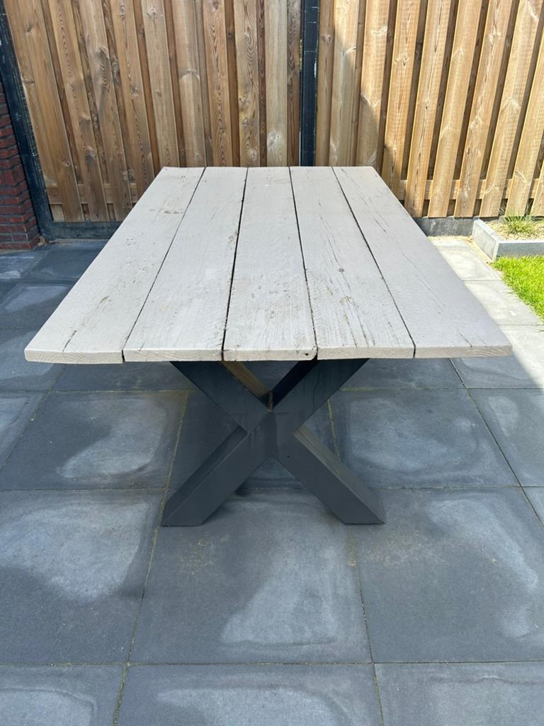 Houte tuintafel, Tuin en Terras, Tuintafels, Ophalen, Zo goed als nieuw, Rechthoekig, Hout