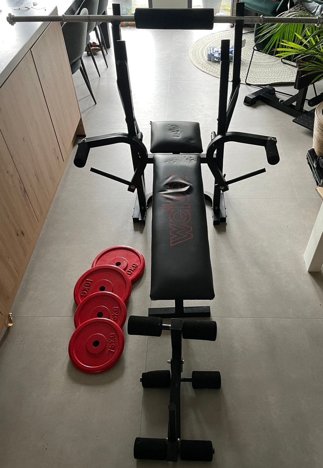 Weiider Fitness bench station, Sport en Fitness, Ophalen, Gebruikt, Armen, Fitnessbank