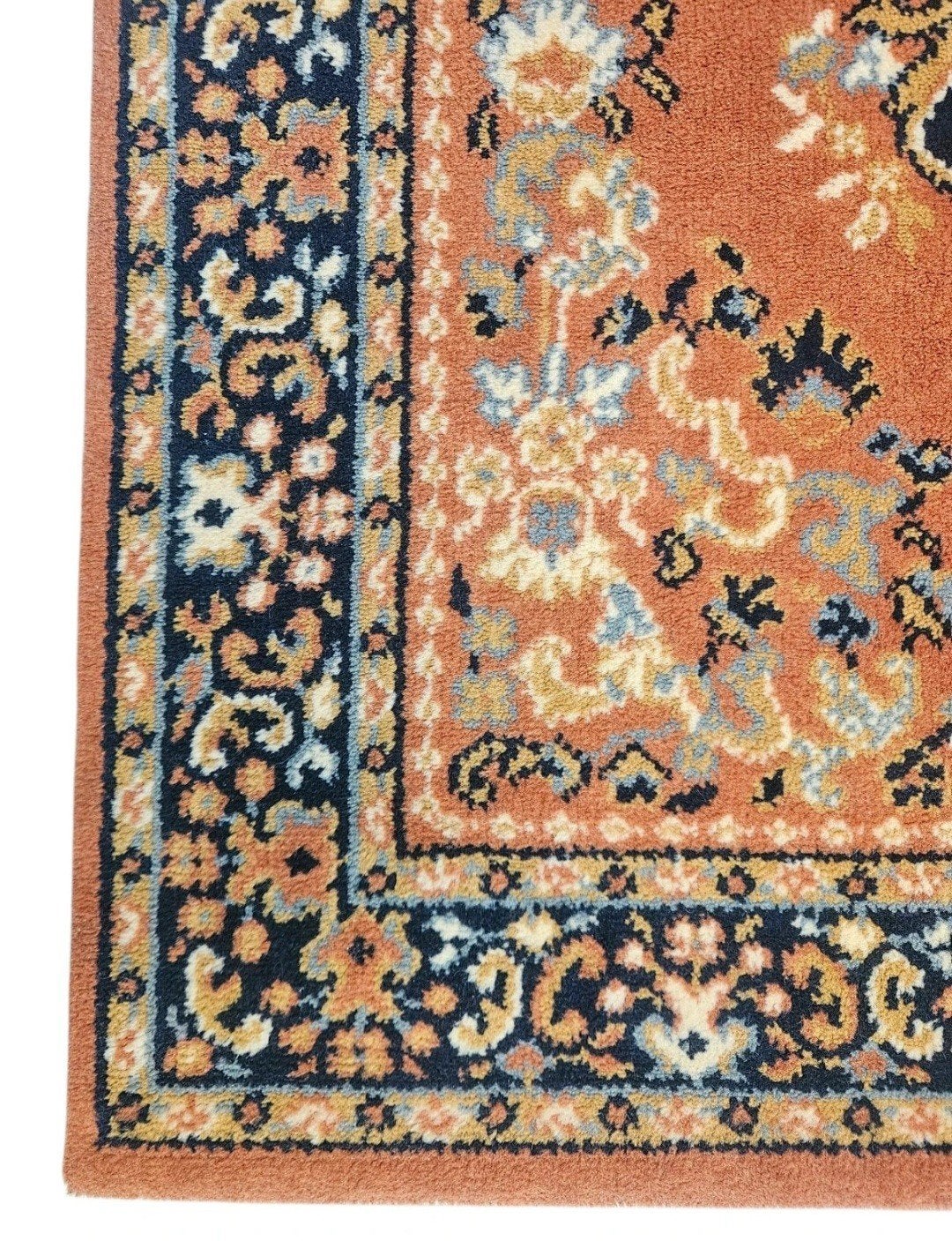 Vintage oosters wol vloerkleed Diplomat orange 60x107cm, Crème, Gebruikt, 100 tot 150 cm, Klassiek, Oosters, Traditioneel