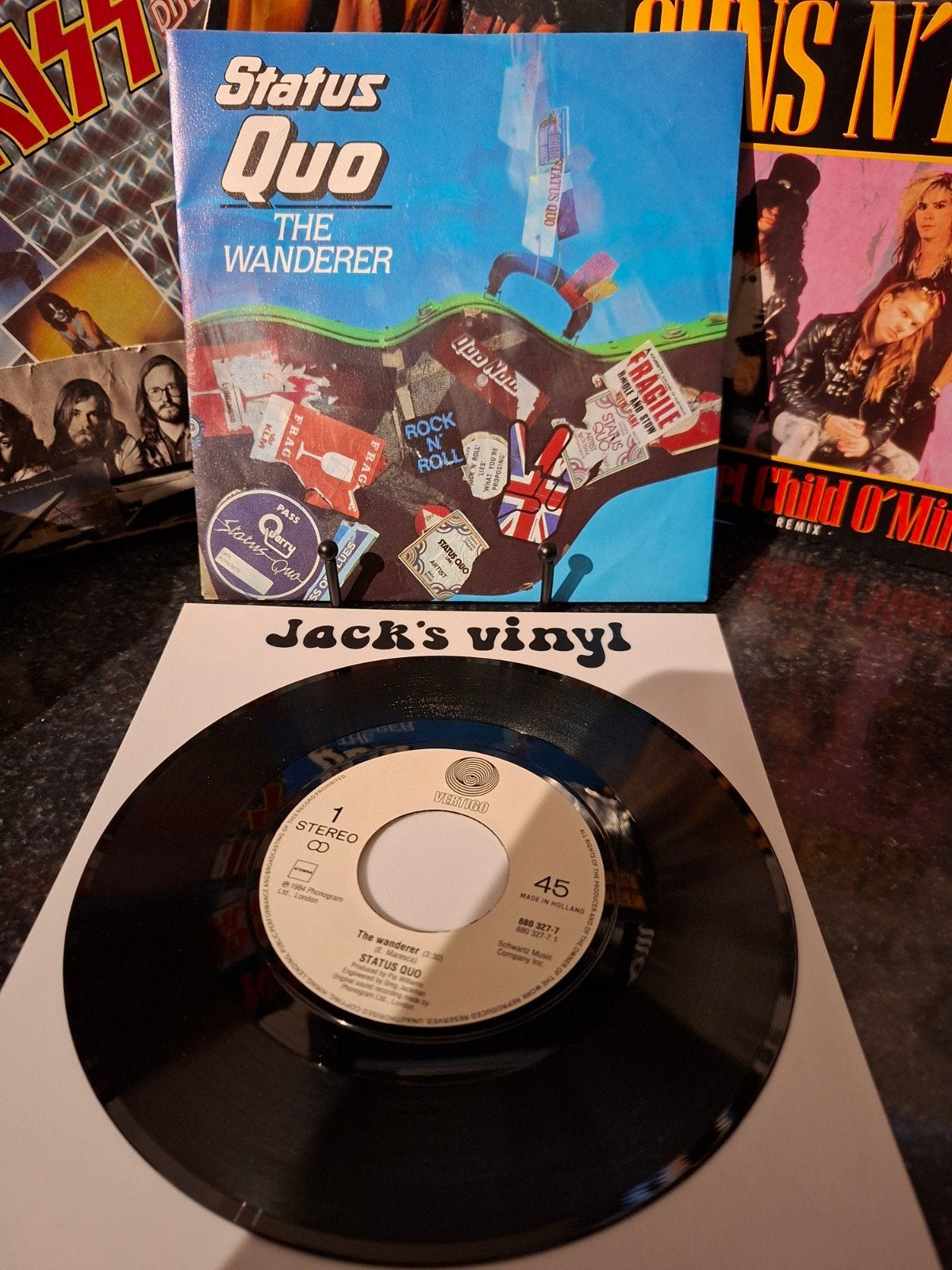Status Quo - The Wanderer 7 inch vinyl single 1984, 7 inch, Ophalen of Verzenden, Overige typen, Fotohoes