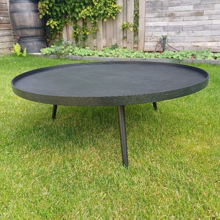 WOOOD Salontafel Mesa Zwart - Ø 100 cm, Ophalen, 100 tot 150 cm, 50 tot 100 cm, Grenenhout