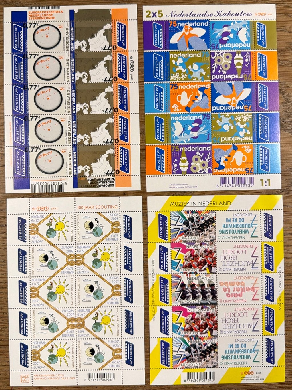 * verschillende postzegelsvelletjes. Prio, Postzegels en Munten, Postzegels | Nederland, Ophalen of Verzenden, Na 1940, Postfris