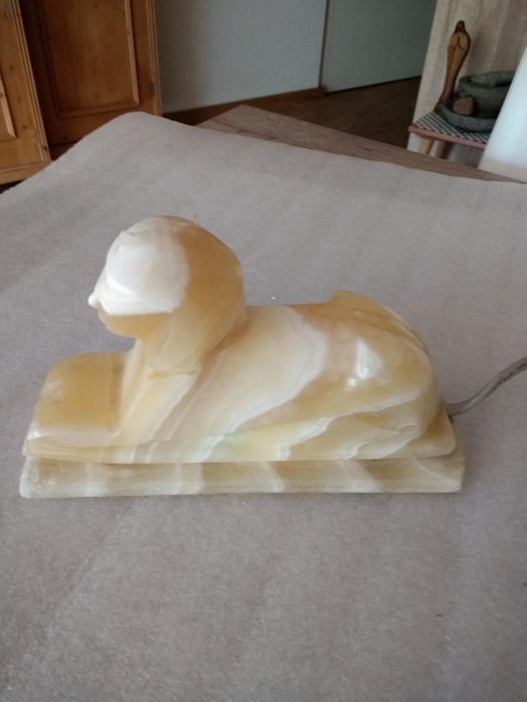Marmeren of Onyx Sfinx beeld, Egyptische stijl, Ophalen of Verzenden, Gebruikt, Minder dan 50 cm