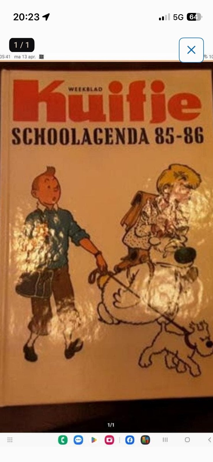 Kuifje schoolagenda 85-86, Eén stripboek, Ophalen of Verzenden, Zo goed als nieuw
